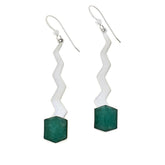 Jay King Sterling Silver Emerald Zigzag Drop Earrings